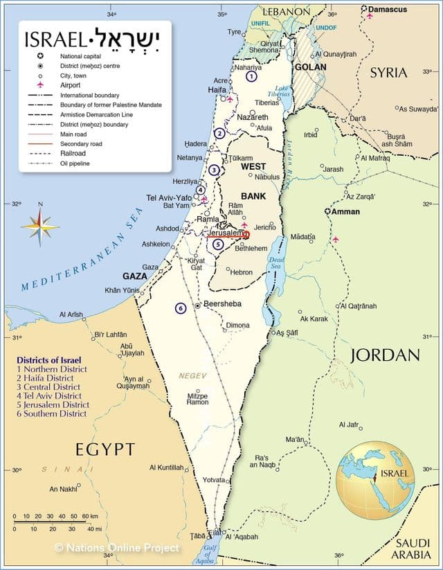 Jerusalem on Israel map
