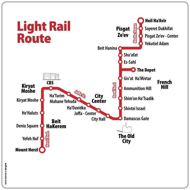 Jerusalem tram stations map